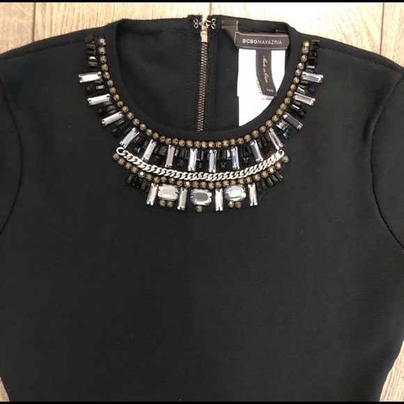 BCBGMAXAZRIA Kaylen Embellished Cutout-Back Dress. - Picture 6 of 9